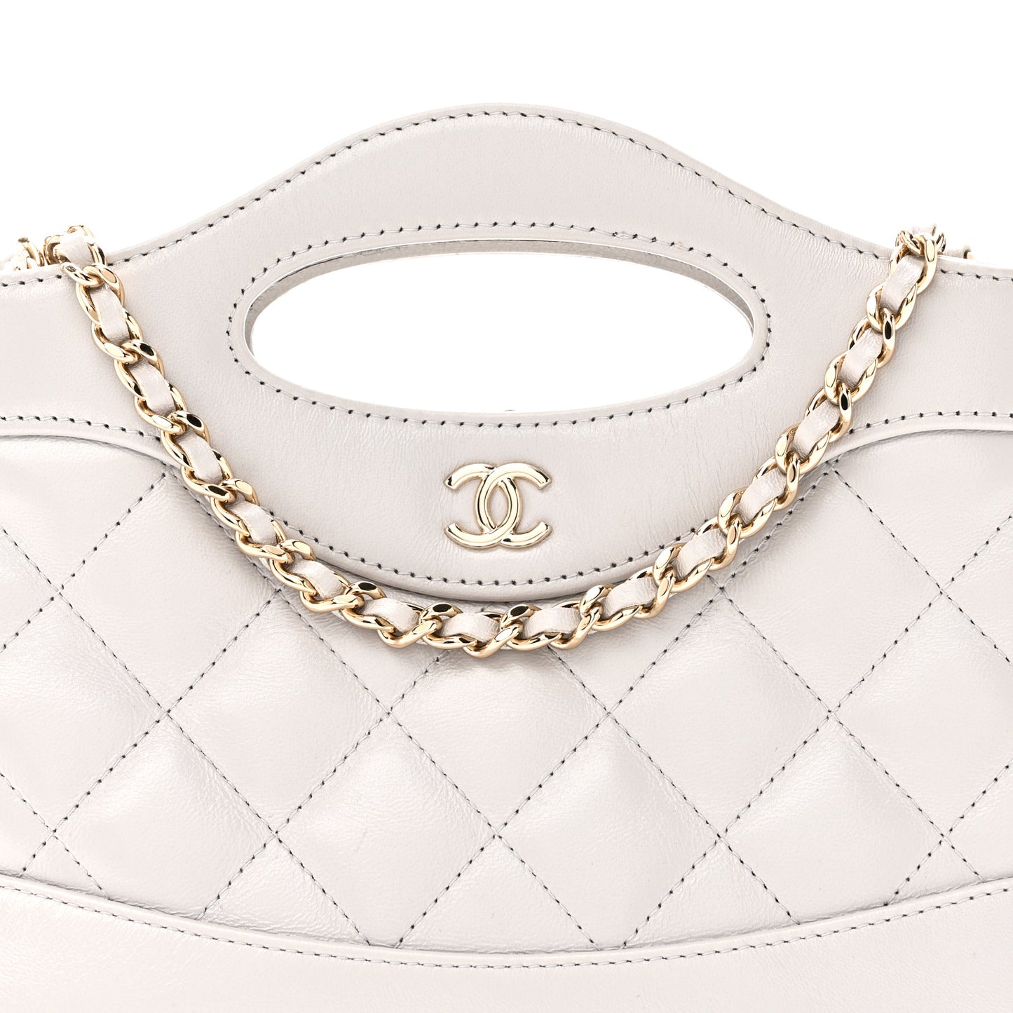 Shiny Lambskin Quilted Nano 31 Shopping Bag Grey