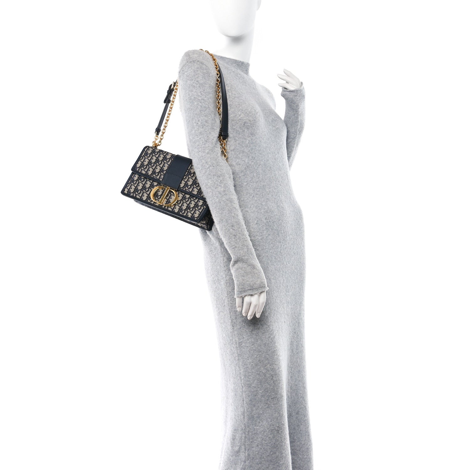 Christian Dior Oblique 30 Montaigne East West Chain Flap Bag Blue 3 of 10