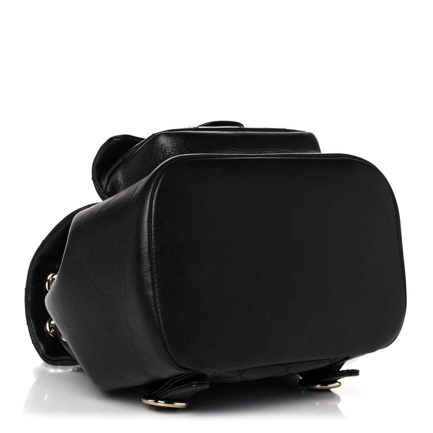 Glazed Aged Calfskin Quilted Small Duma Drawstring Backpack Black