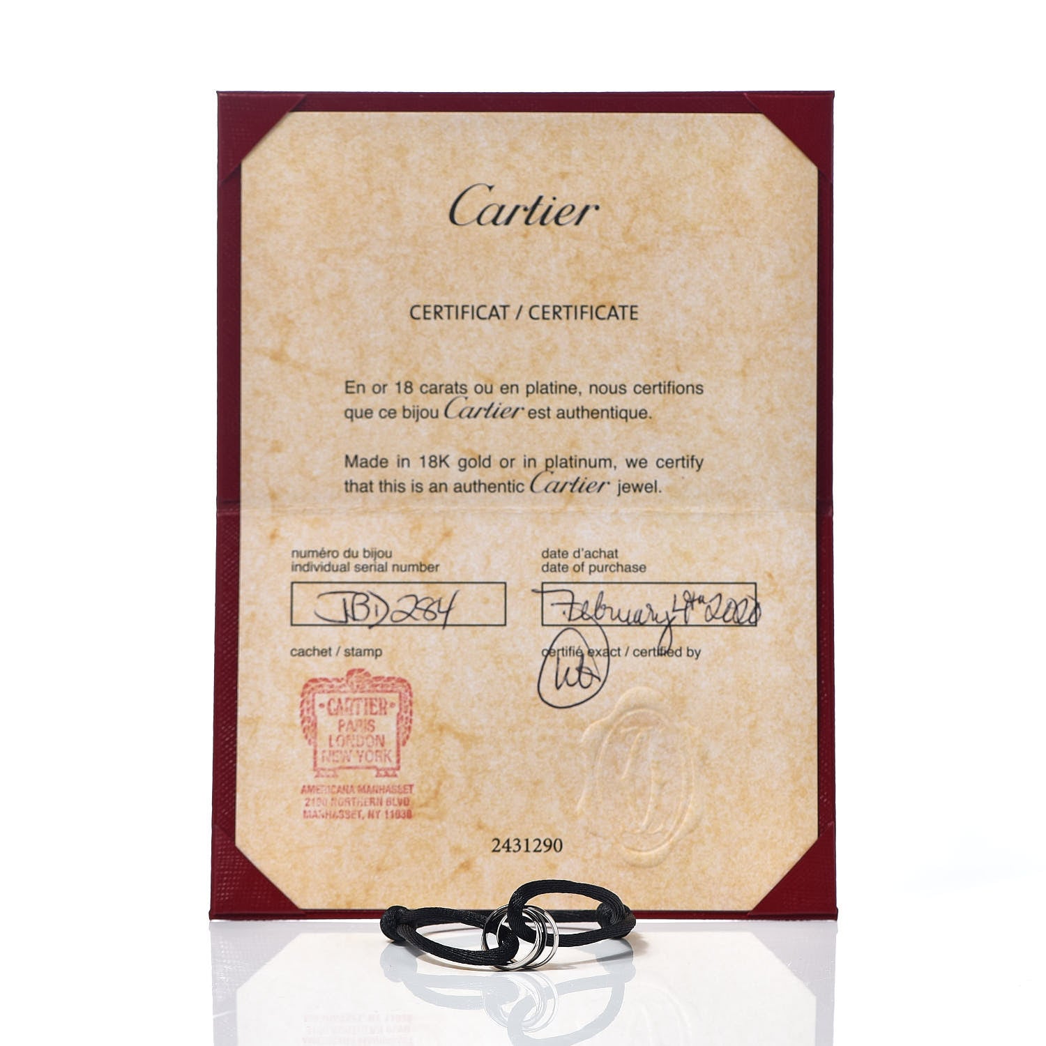 Cartier 18K White Gold Ceramic Trinity Cord Bracelet Black 8 of 8