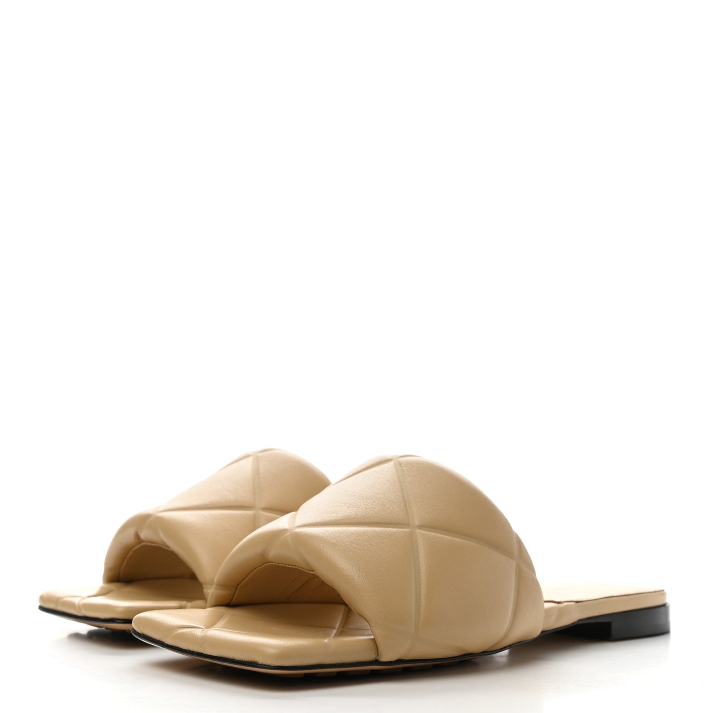 Nappa Quilted Rubber Lido Flat Sandals 37 Cane Sugar