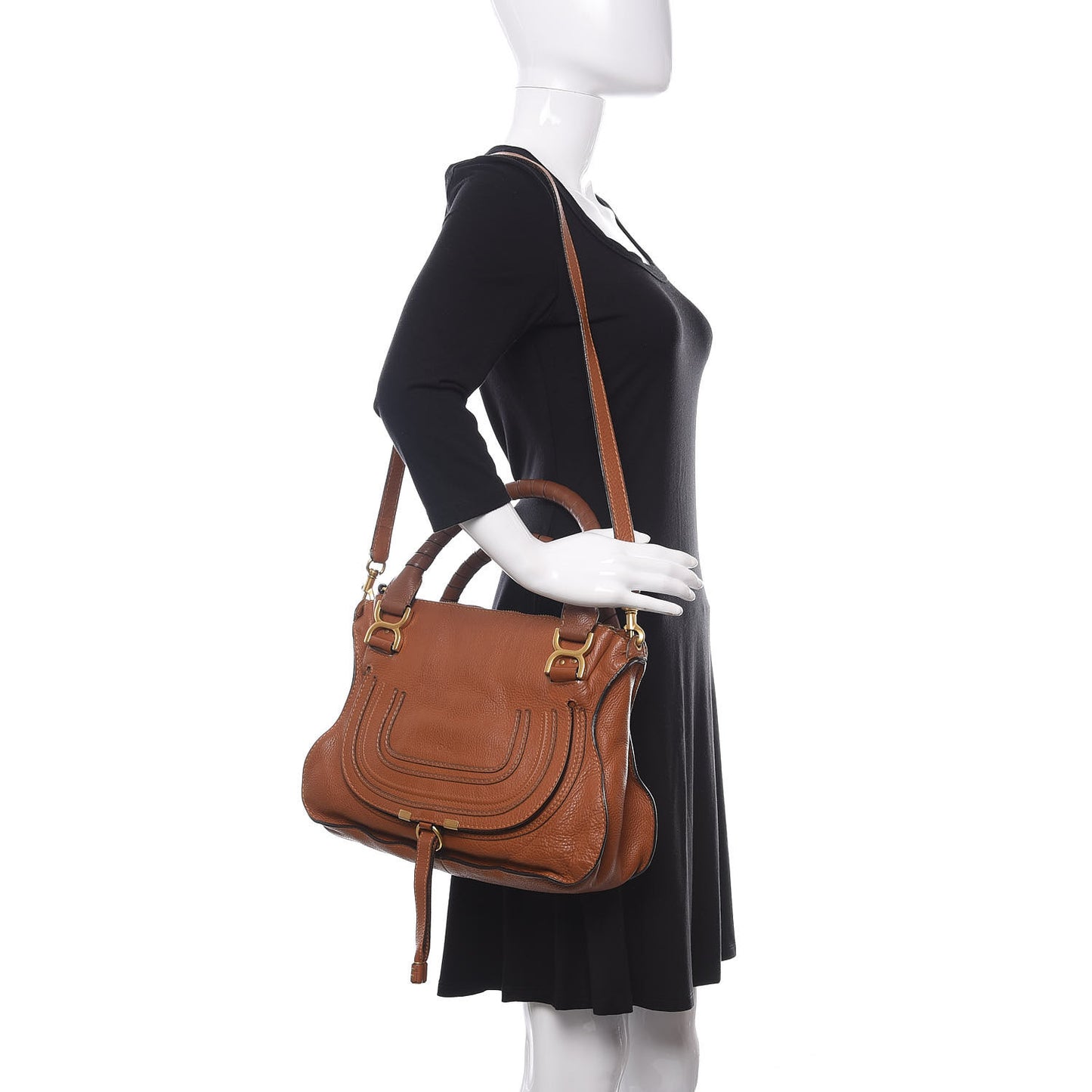 Calfskin Medium Marcie Satchel Tan