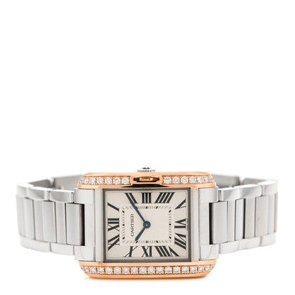 Cartier Stainless Steel 18K Pink Gold Diamond 27mm Tank Anglaise Quartz Watch 2 of 4