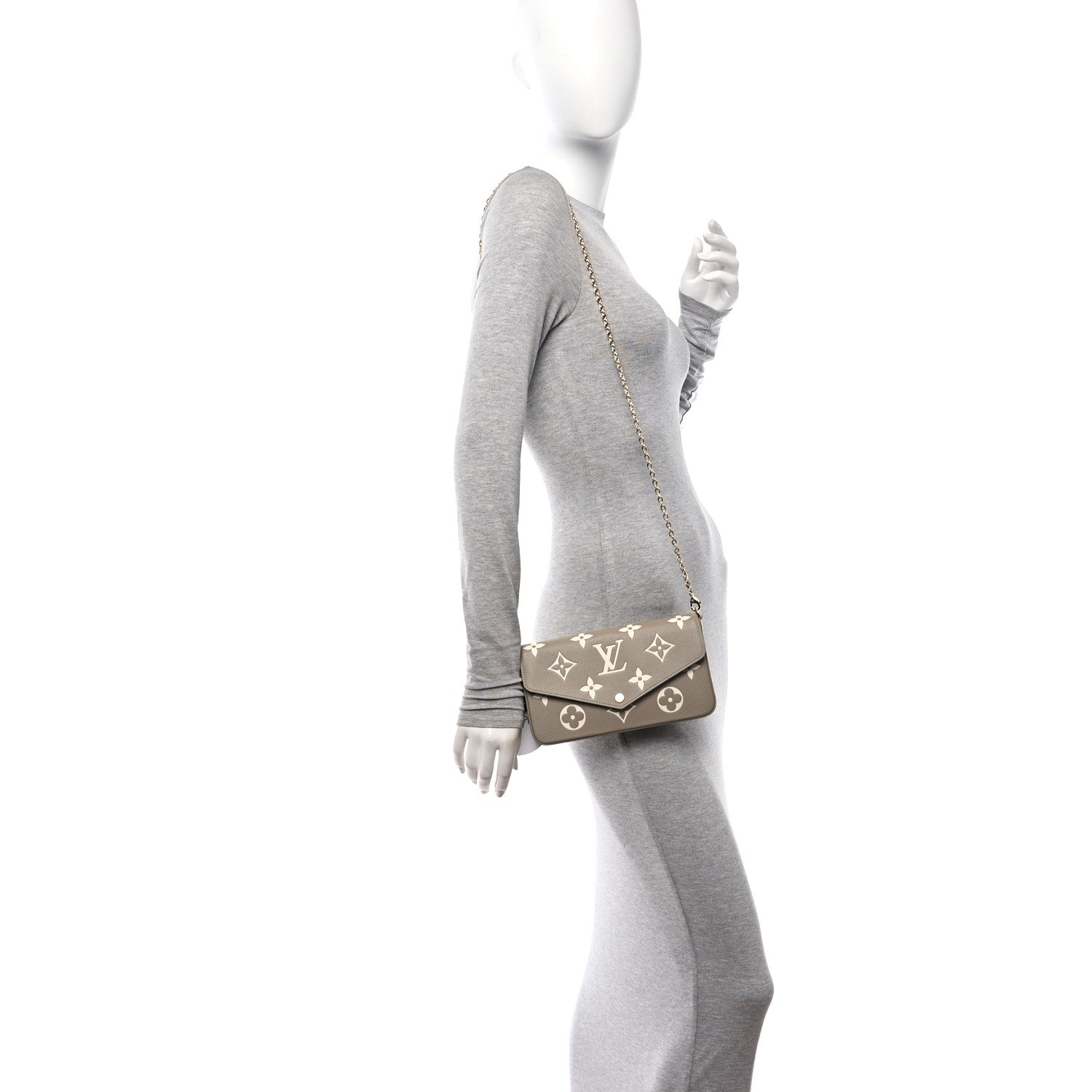 Louis Vuitton Empreinte Monogram Giant Felicie Pochette Khaki Cream 2 of 10