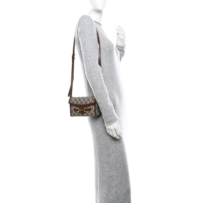 Gucci GG Supreme Monogram Mini Horsebit 1955 Shoulder Bag Beige Brown Sugar 2 of 10