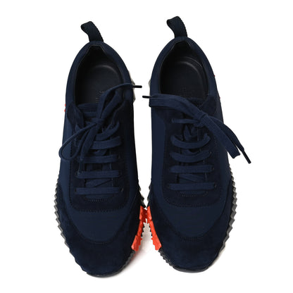 Hermes Technical Jersey Suede Goatskin Bouncing Sneakers 39 Marine 5 of 10