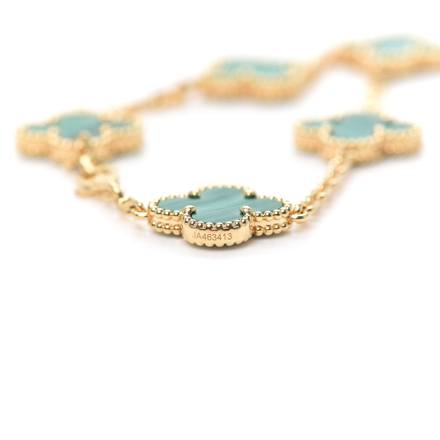 Van Cleef & Arpels 18K Yellow Gold Malachite 5 Motifs Vintage Alhambra Bracelet 6 of 8