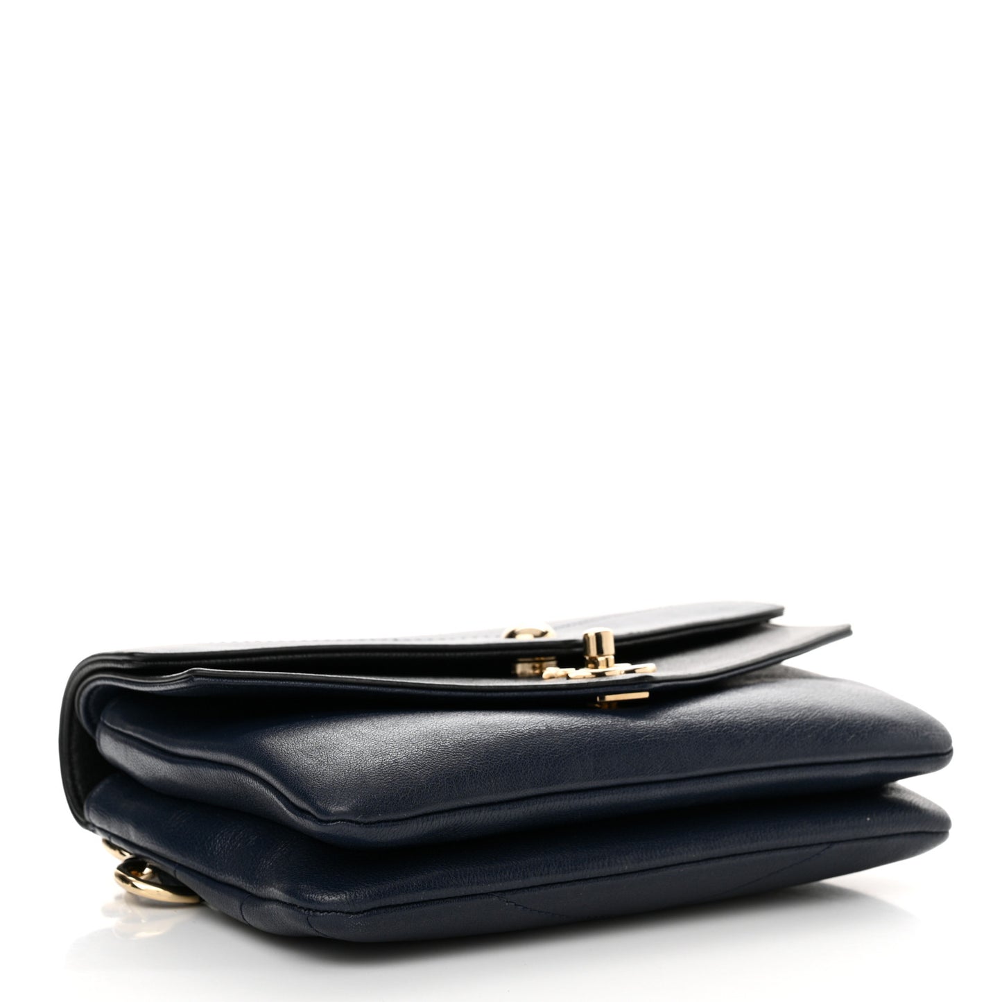 Sheepskin Chevron Quilted Double Chevron Waist Bag Navy Black