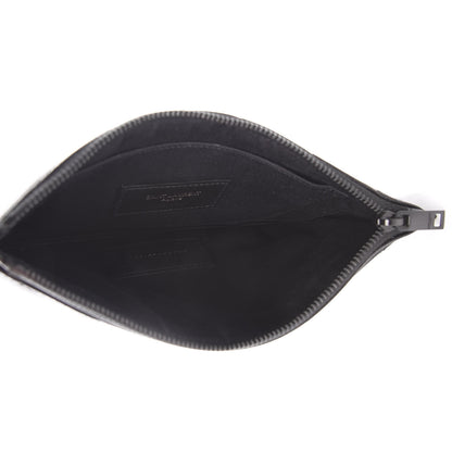 Saint Laurent Grain De Poudre Chevron Monogram Bill Pouch Black 5 of 10