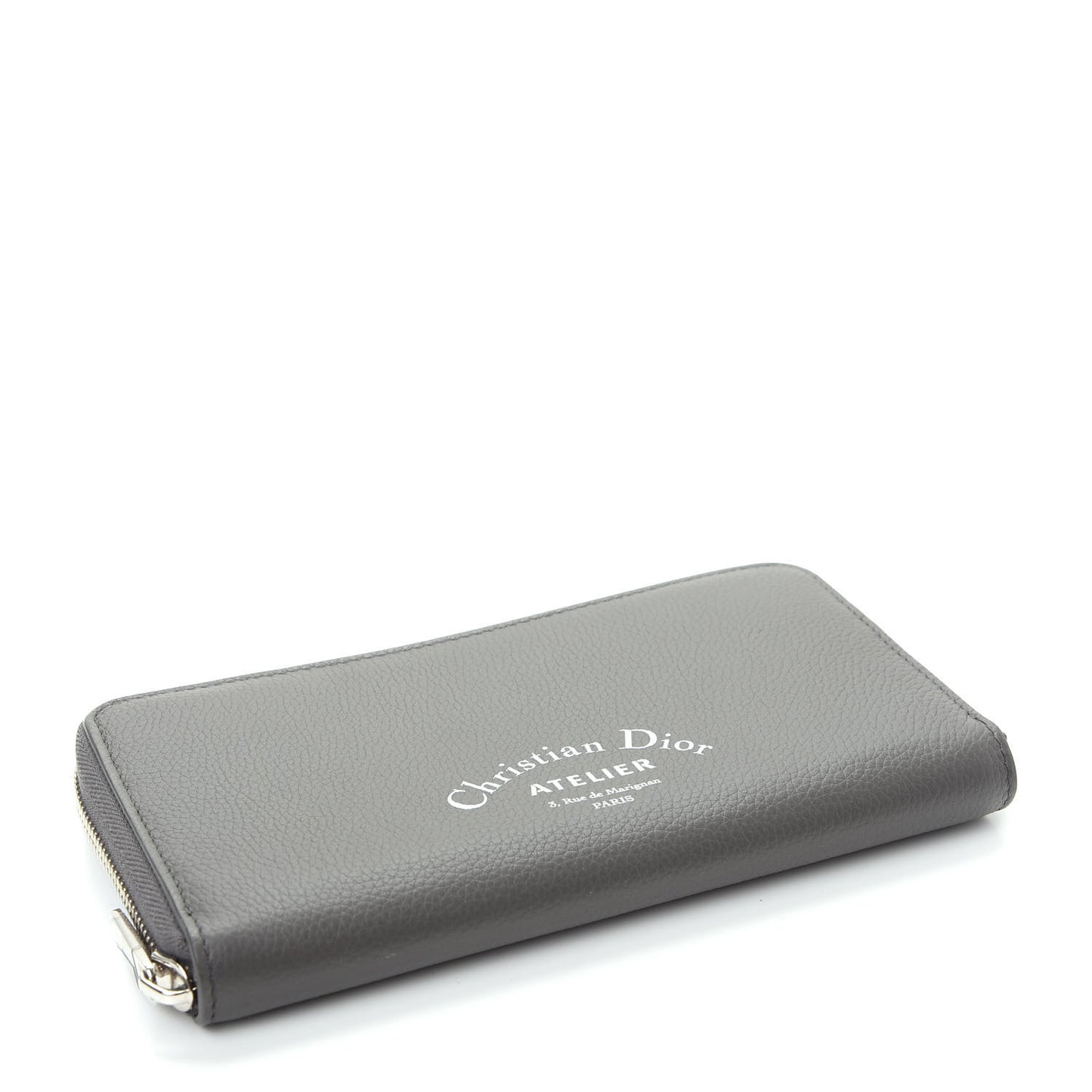 HOMME Grained Calfskin Zipped Wallet Grey