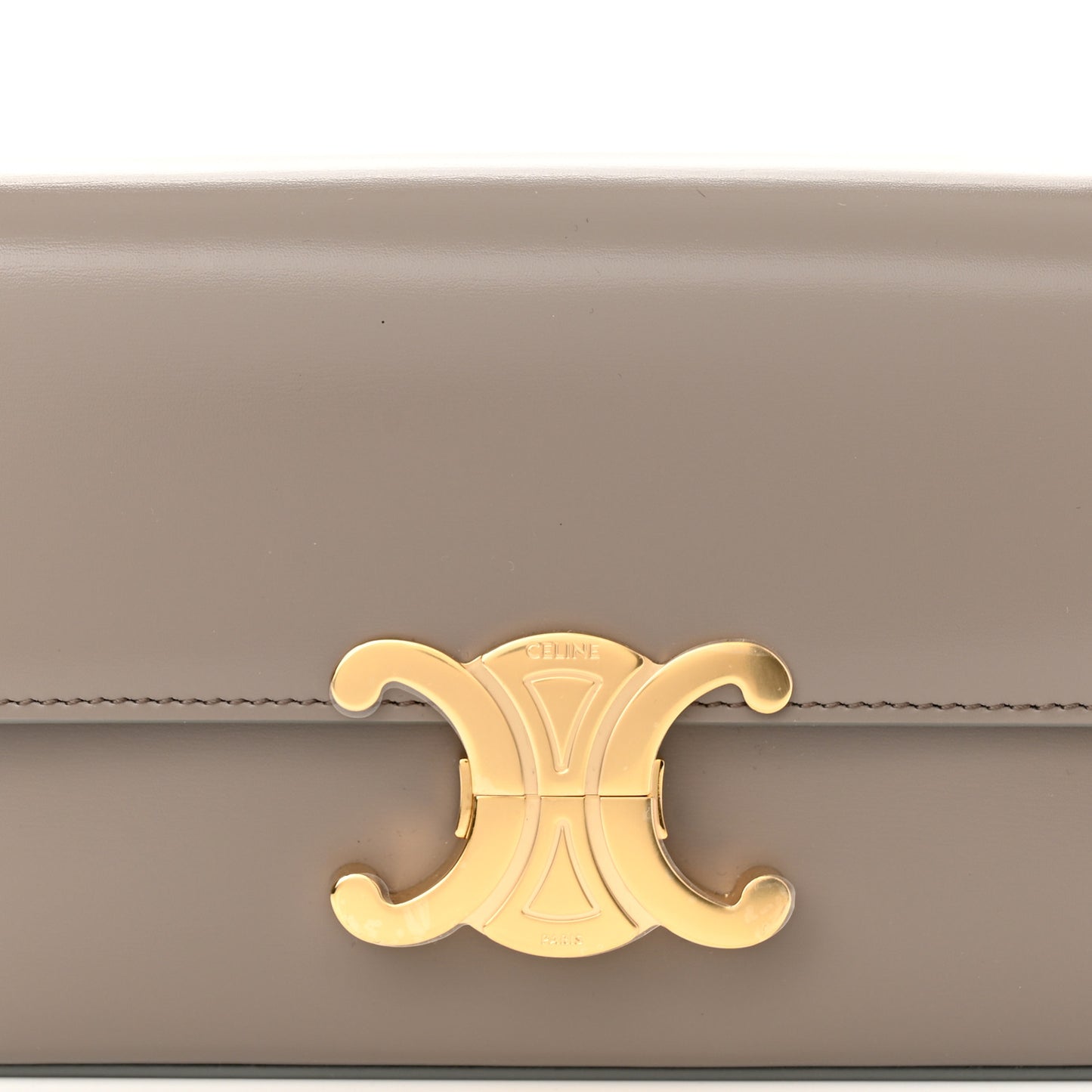 Natural Calfskin Triomphe Shoulder Bag Pebble