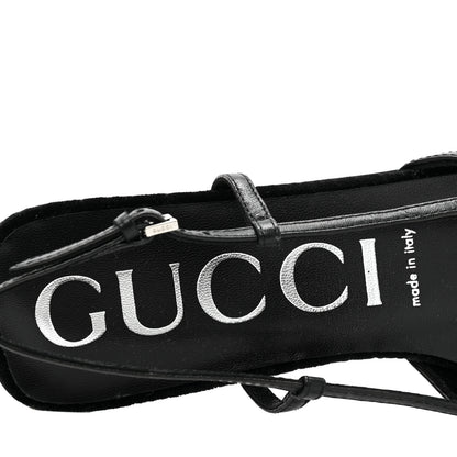 Gucci Velvet GG Monogram Slingback Ballet Flats 39.5 Black 7 of 8