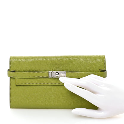 Hermes Chevre Mysore Kelly Longue Wallet Vert Anis 2 of 7