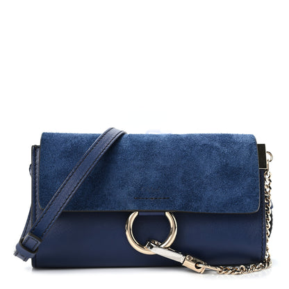 Chloe Suede Calfskin Mini Faye Shoulder Bag Majesty Blue 1 of 9