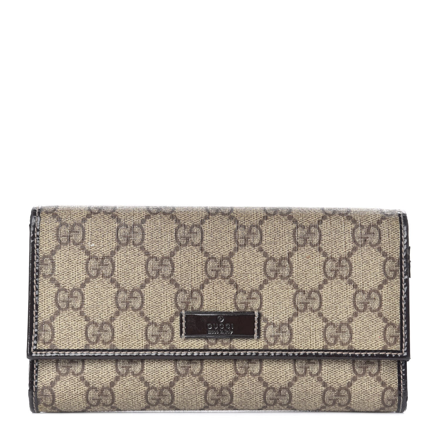 Gucci GG Plus Monogram Joy Continental Flap Wallet Beige Ebony Dark Brown 1 of 10
