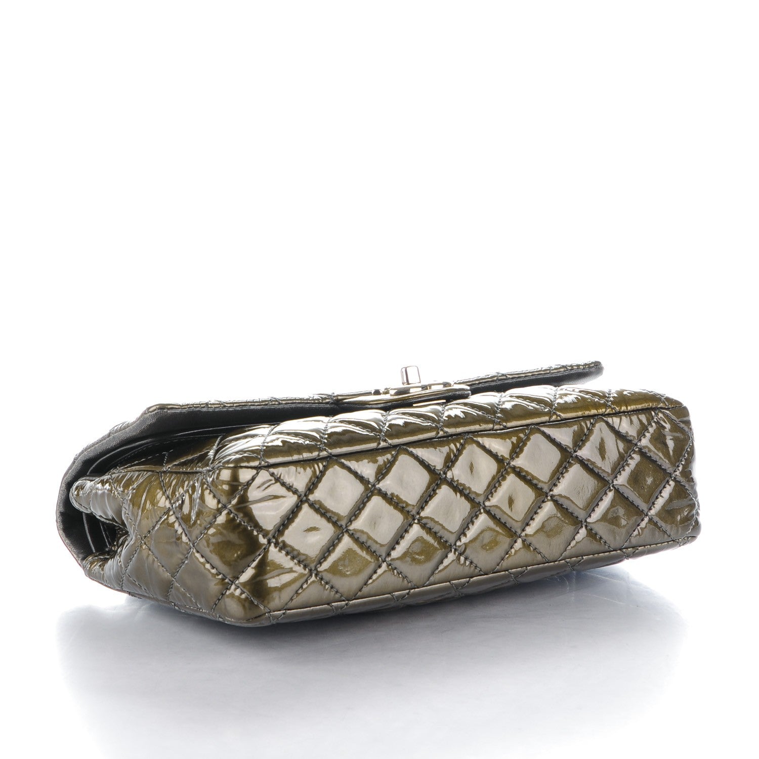 Chanel Patent Quilted Medium Double Flap Dark Green 4 of 9