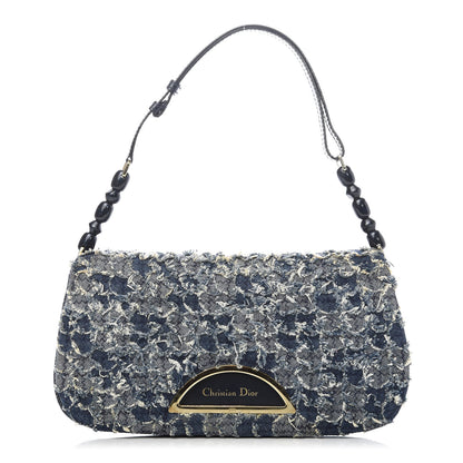 Christian Dior Denim Trotter Maris Pearl Shoulder Bag Blue 1 of 10