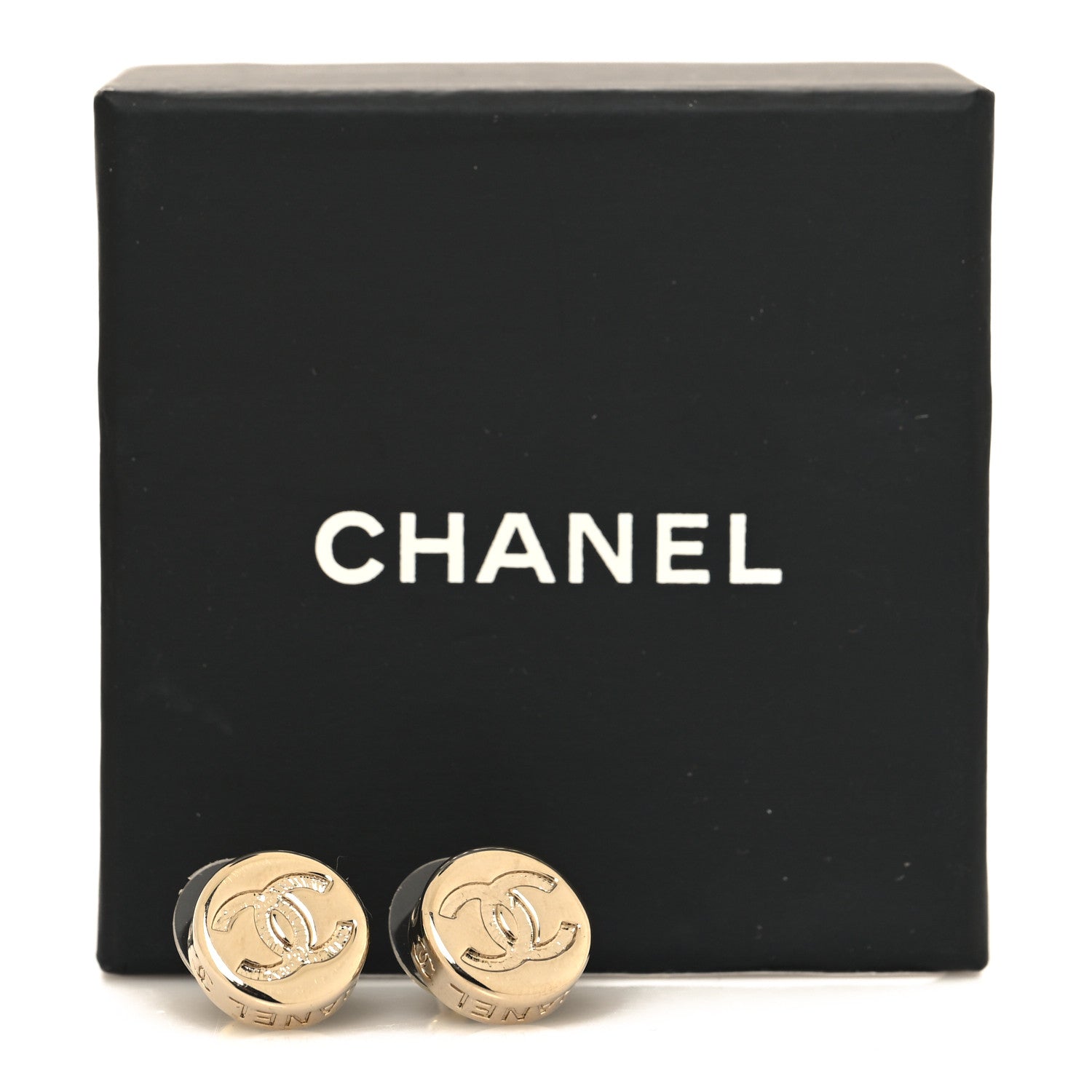Chanel Metal Round CC Earrings Gold 5 of 5
