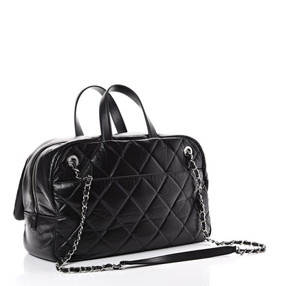 Chanel Aged Calfskin Quilted Medium Express Bowling Bag Black 2 of 10