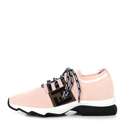 Fendi Stretch Knit Jacquard FF Lace-Up Sock Sneakers 36 Pink 1 of 4