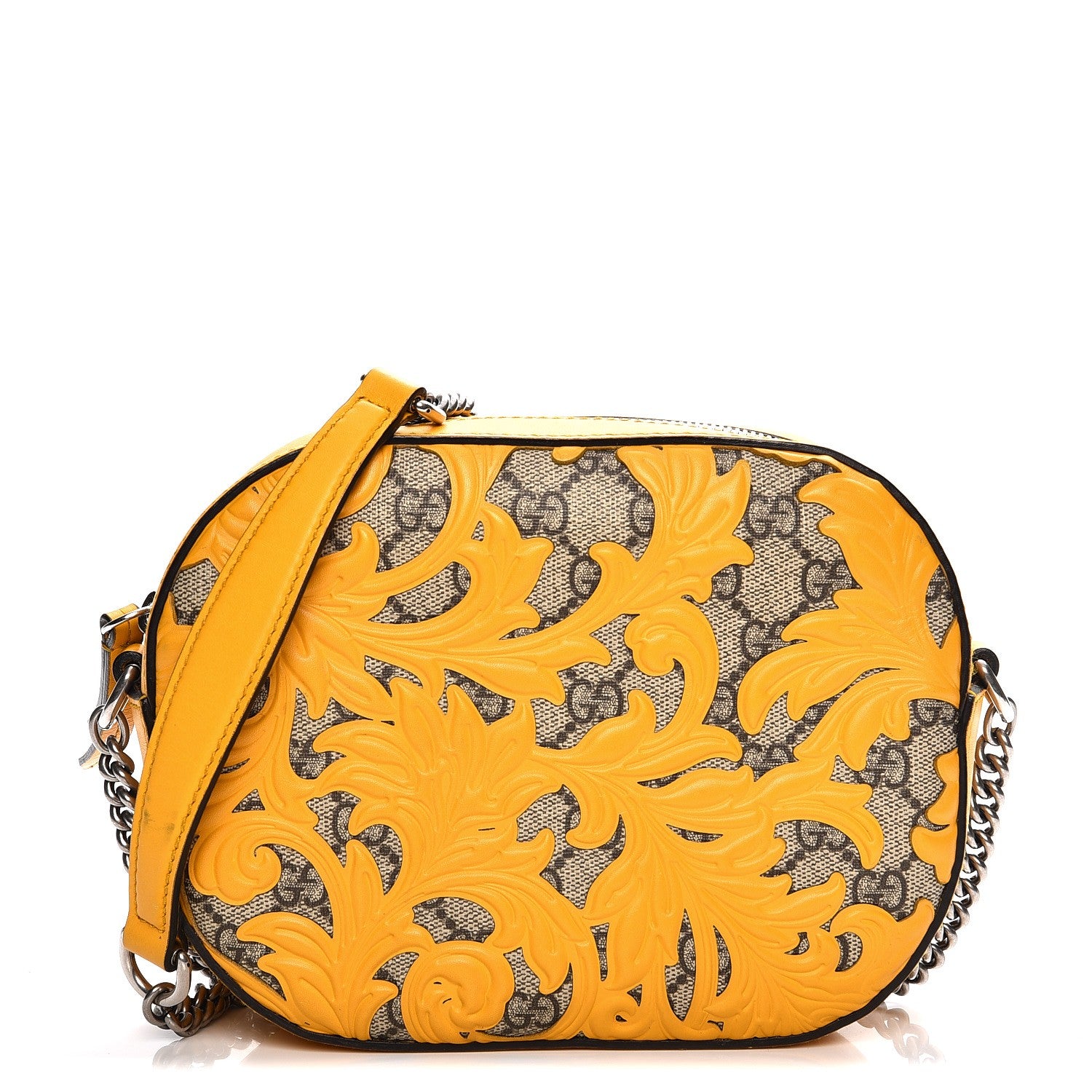 Gucci GG Supreme Monogram Arabesque Mini Chain Shoulder Bag Beige Yellow 1 of 8