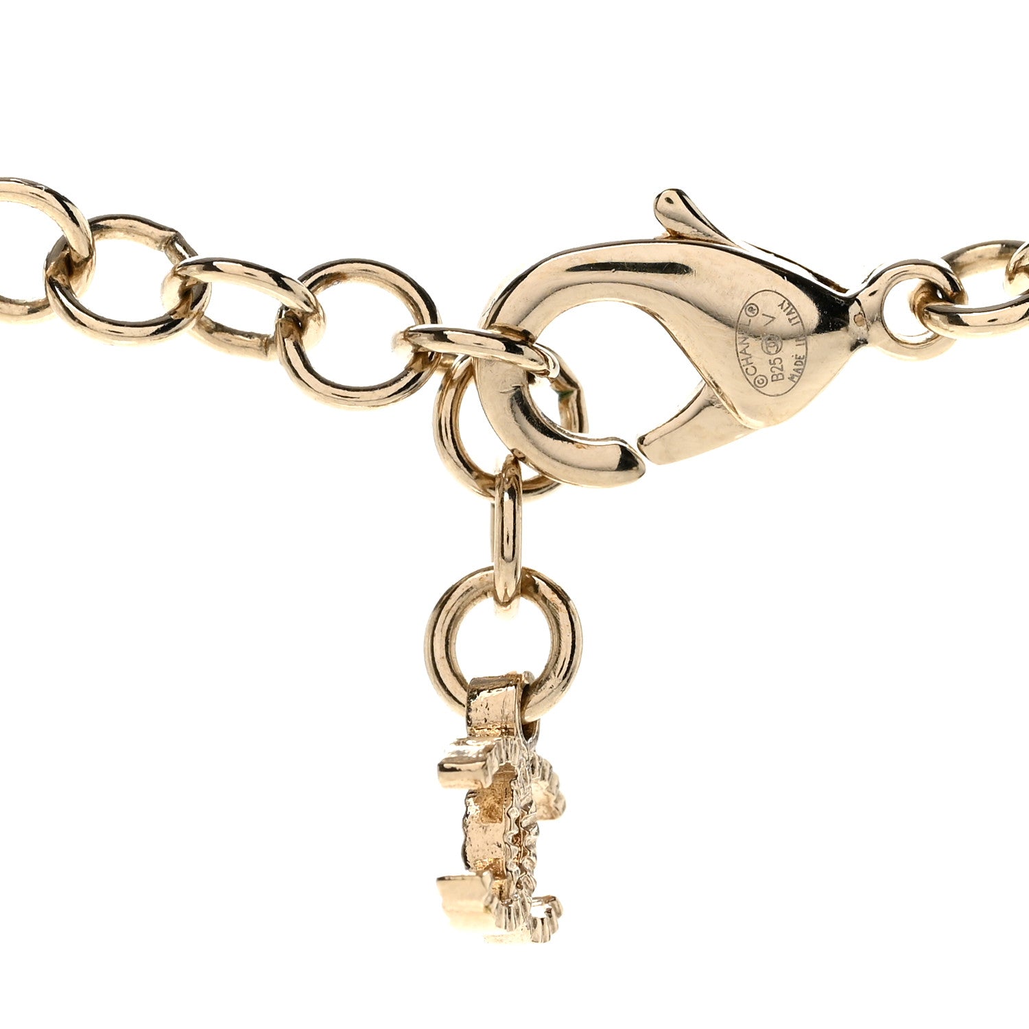 Chanel Lambskin Crystal CC Chain Choker Necklace Black Gold 5 of 6
