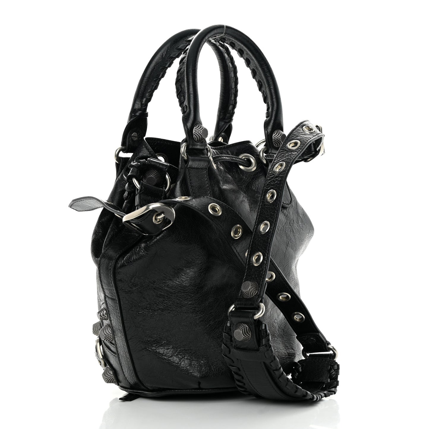 Agneau Arena Small Le Cagole Bucket Bag Black