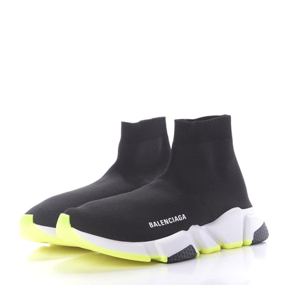 Balenciaga Neoprene Knit Womens Speed Sneakers 41 Black White Yellow Fluo 3 of 9