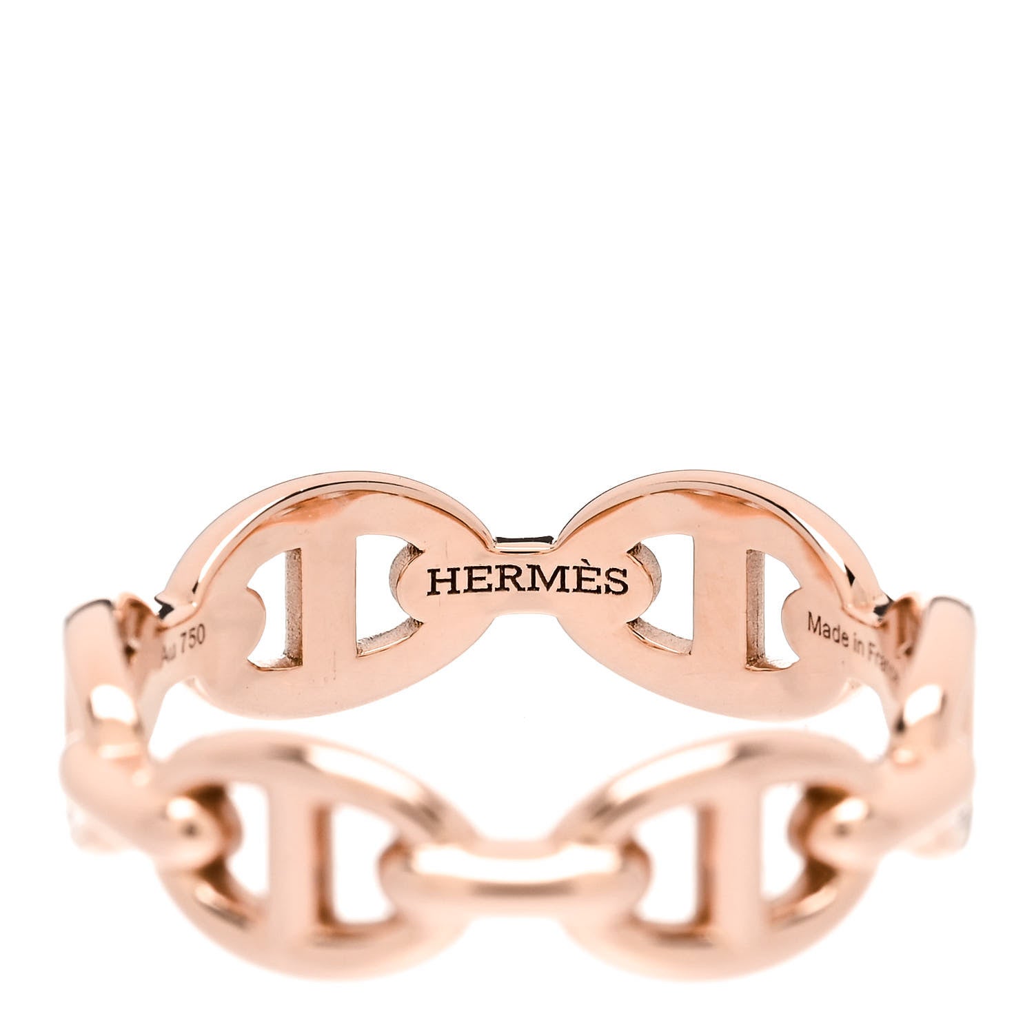 Hermes 18K Rose Gold PM Chaine D'Ancre Enchainee Ring 53 6.5 4 of 9