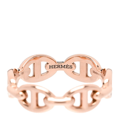 Hermes 18K Rose Gold PM Chaine D'Ancre Enchainee Ring 53 6.5 4 of 9