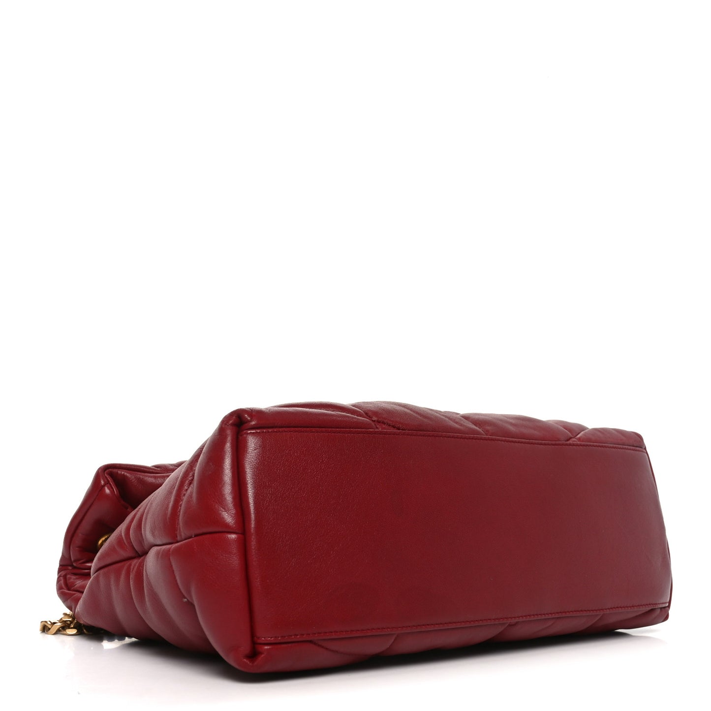 Lambskin Quilted Medium Loulou Puffer Monogram Chain Satchel Opyum Red