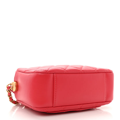 Chanel Lambskin Quilted CC Pearl Crush Camera Case Red 4 of 11