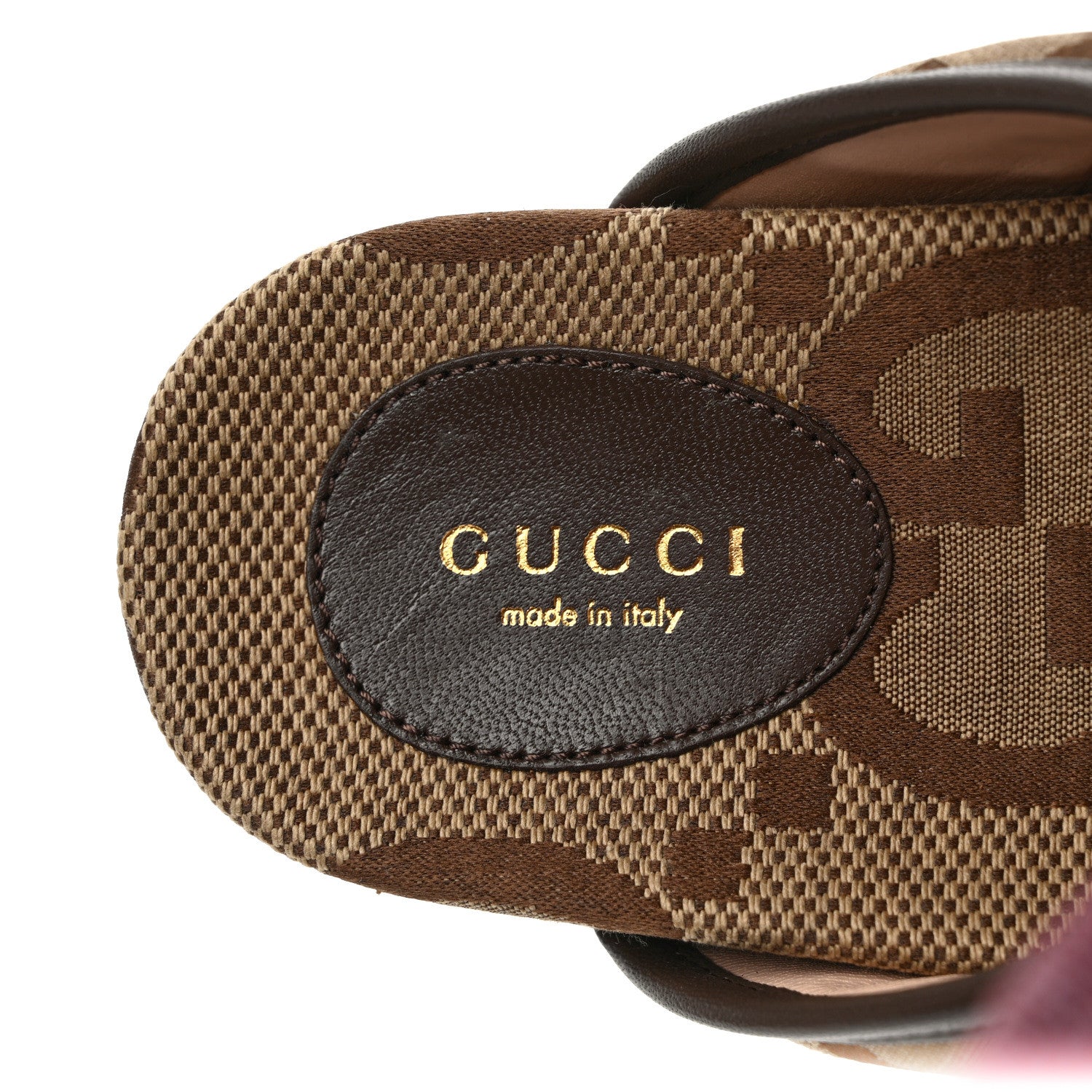Gucci Monogram Jumbo GG Nappa Samoa Platform 40mm Slide Sandals 35 Camel Ebony New Acero 5 of 9