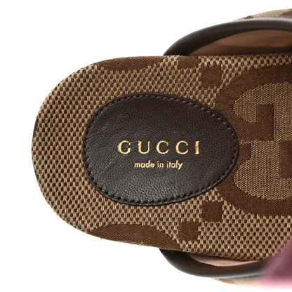 Gucci Monogram Jumbo GG Nappa Samoa Platform 40mm Slide Sandals 35 Camel Ebony New Acero 5 of 9