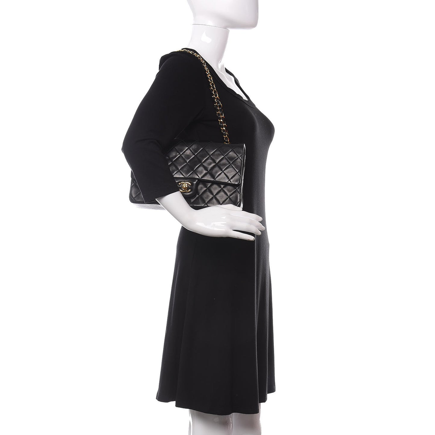 Lambskin Quilted Medium Double Flap Black