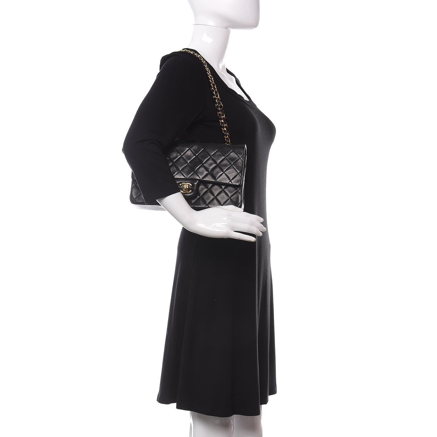 Chanel Lambskin Quilted Medium Double Flap Black 2 of 12