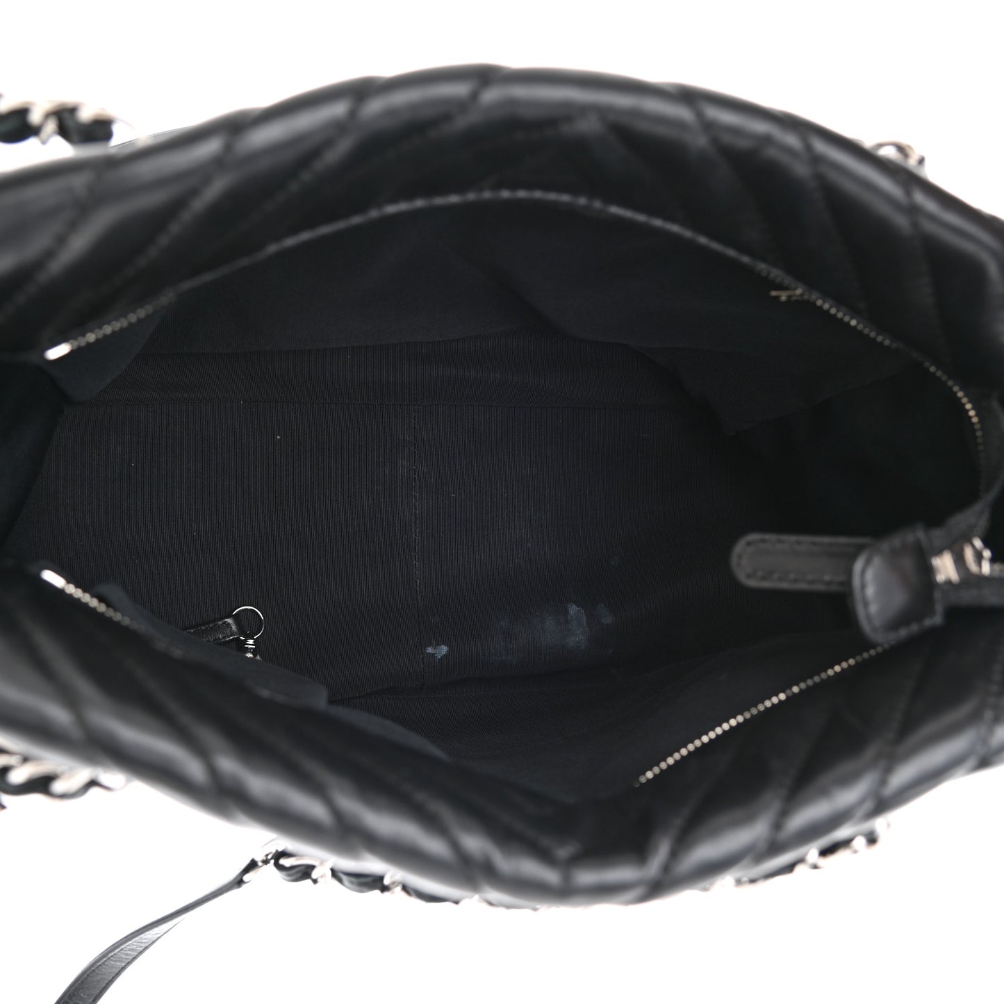 Lambskin Surpique Chevron Quilted Tote Black