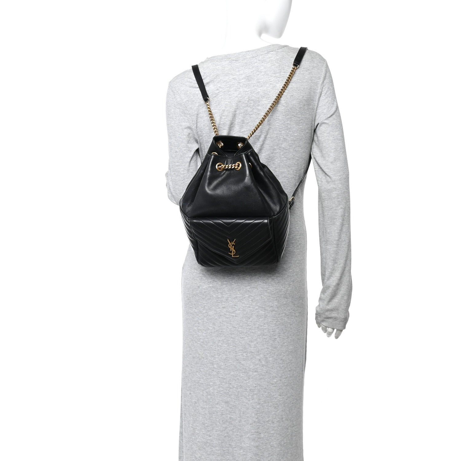 YSL様 Saint Laurent Lambskin Matelasse Monogram Joe Backpack Black