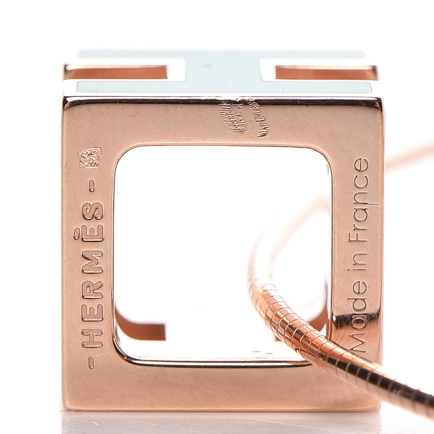 Rose Gold Lacquered Cage d'H Pendant Necklace Vert Malachite