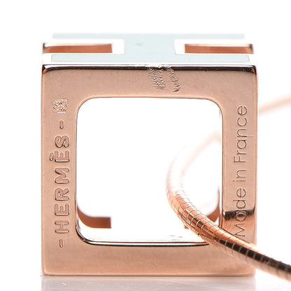 Hermes Rose Gold Lacquered Cage d'H Pendant Necklace Vert Malachite 5 of 7