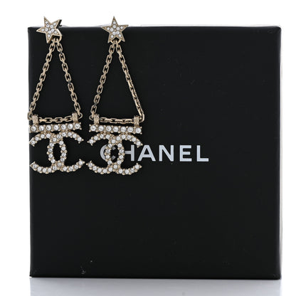 Chanel Crystal Star Drop CC Earrings Gold 5 of 5