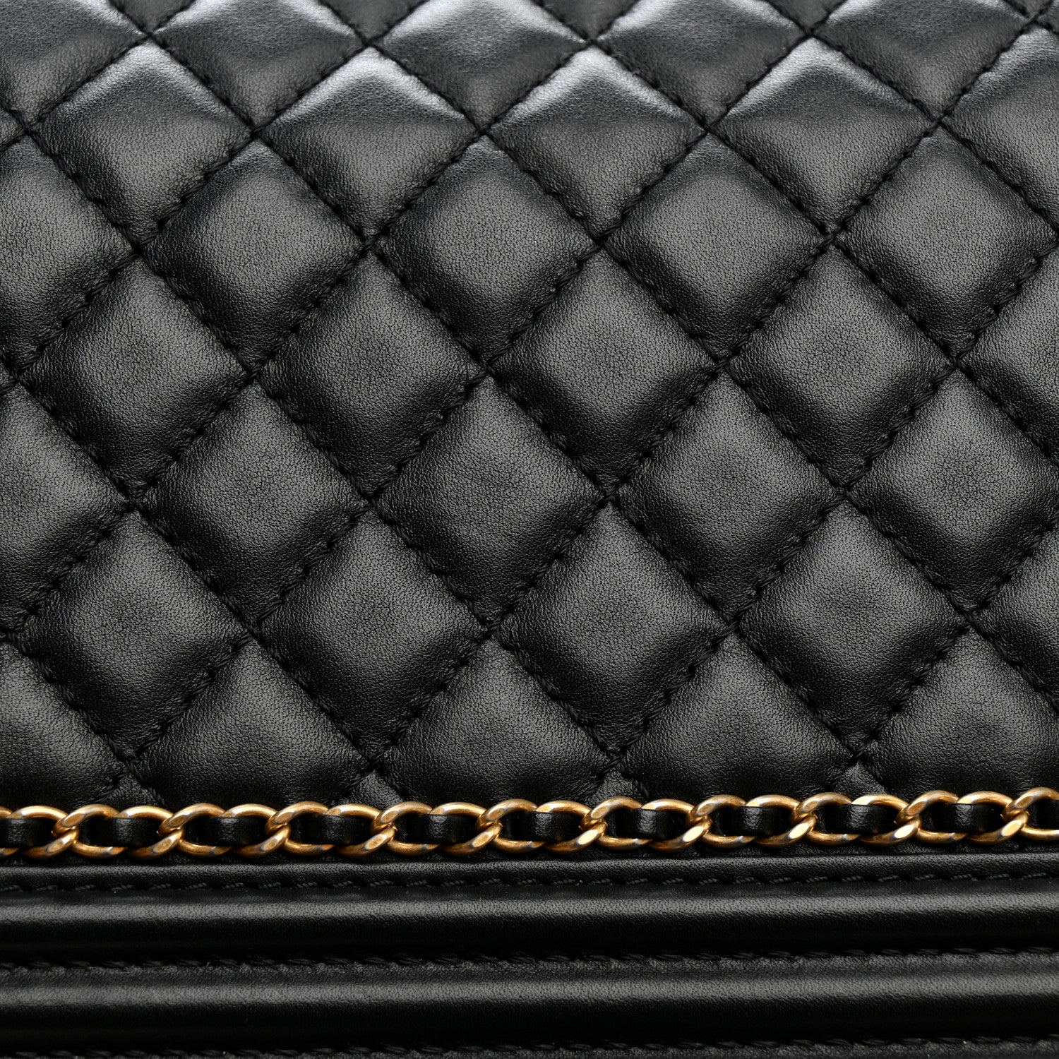 Chanel Lambskin Quilted Medium Chain Around Boy Flap Black Black 11 of 15