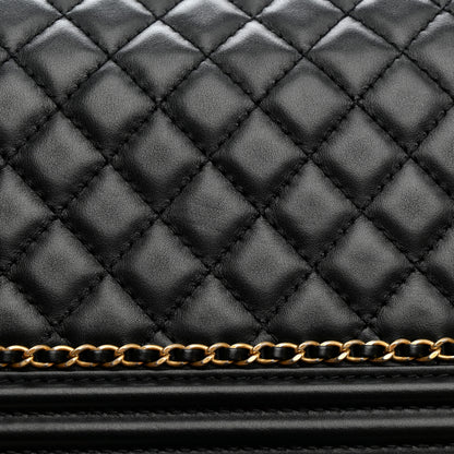 Chanel Lambskin Quilted Medium Chain Around Boy Flap Black Black 11 of 15