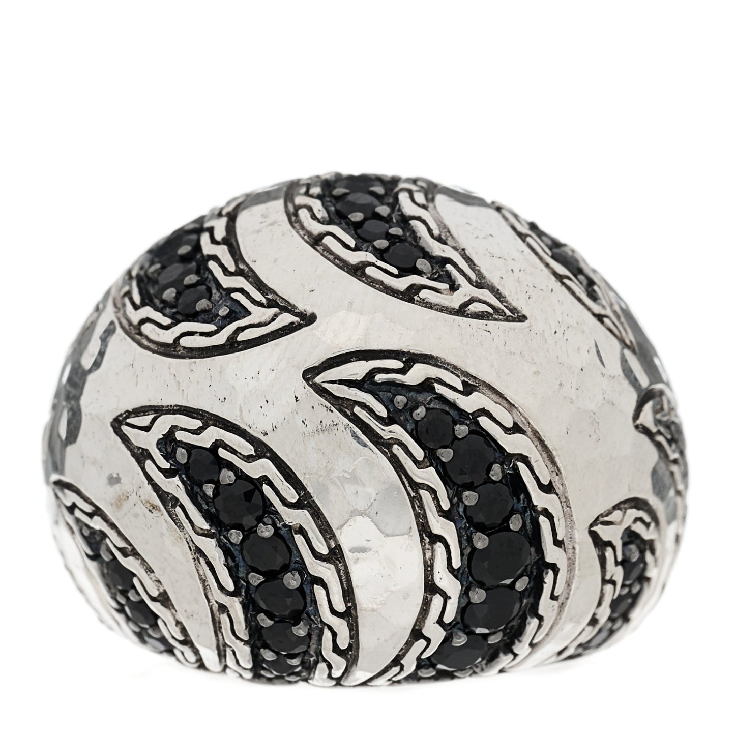 Sterling Silver Black Sapphire Macan Dome Ring 54 7