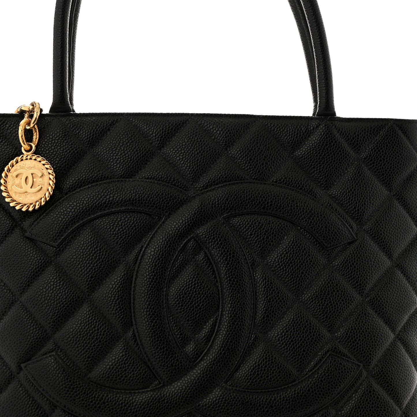 Caviar Quilted Medallion Tote Black
