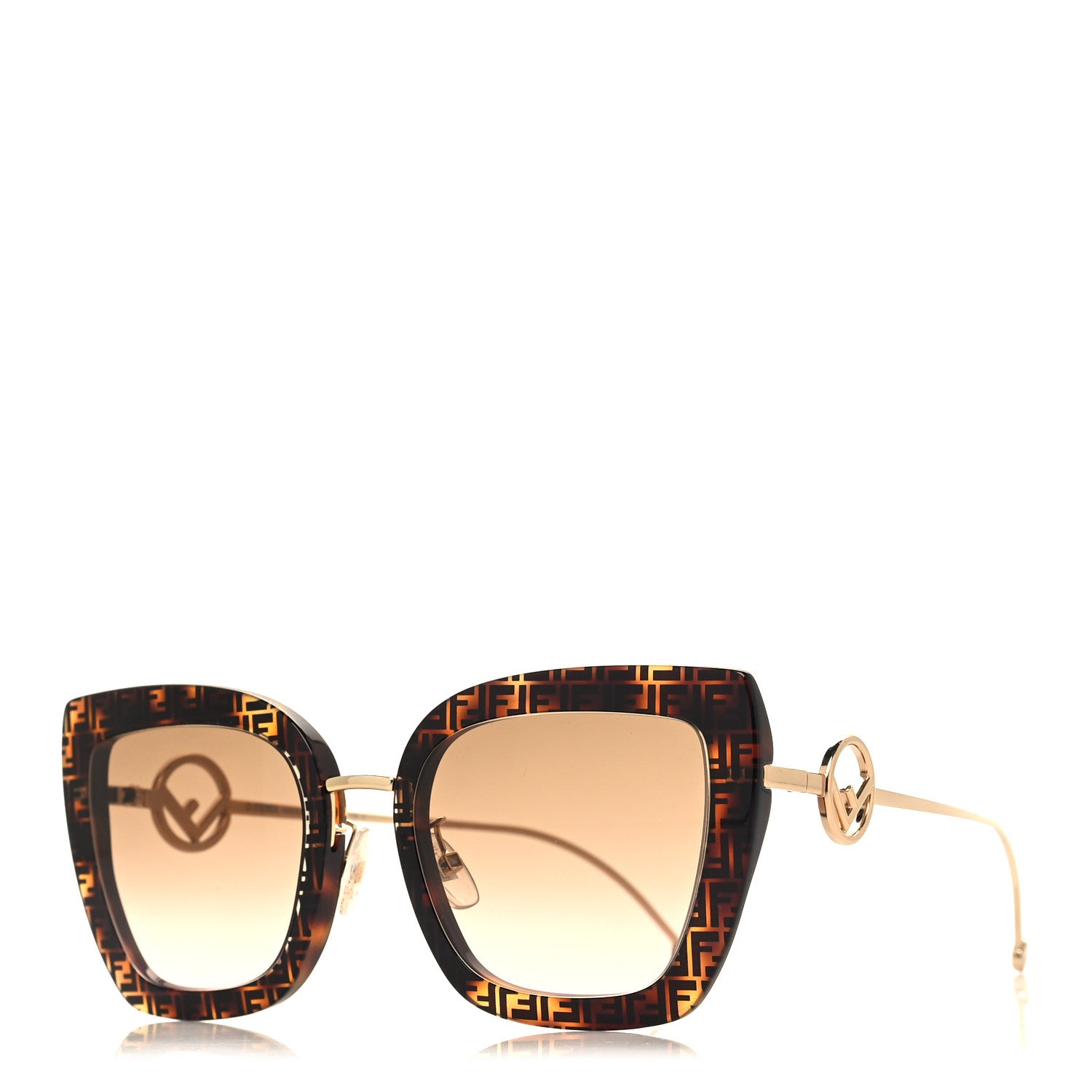 Fendi Acetate Metal F is Fendi FF Square Cat Eye Sunglasses FF 0424/F/S Havana 1 of 7