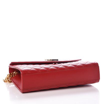 Saint Laurent Grain De Poudre Textured Mixed Matelasse Triquilt Medium Monogram Satchel New Red 4 of 6