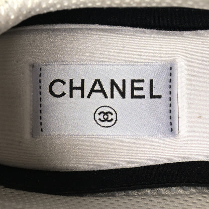 Chanel Suede Fabric Calfskin Womens CC Sneakers 39 White Light Gray 7 of 9
