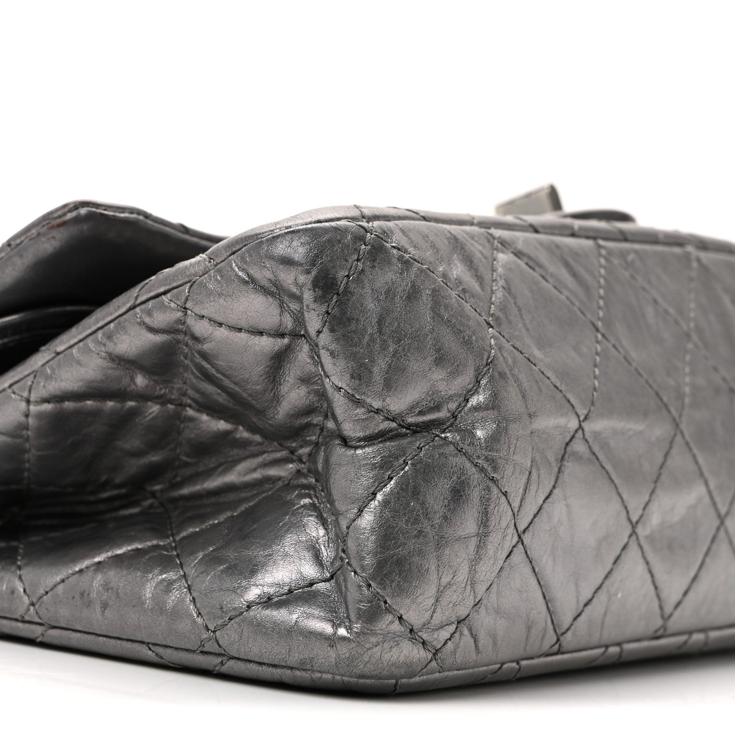Chanel Metallic Aged Calfskin Quilted 2.55 Reissue 227 Flap Dark Silver 25 of 40