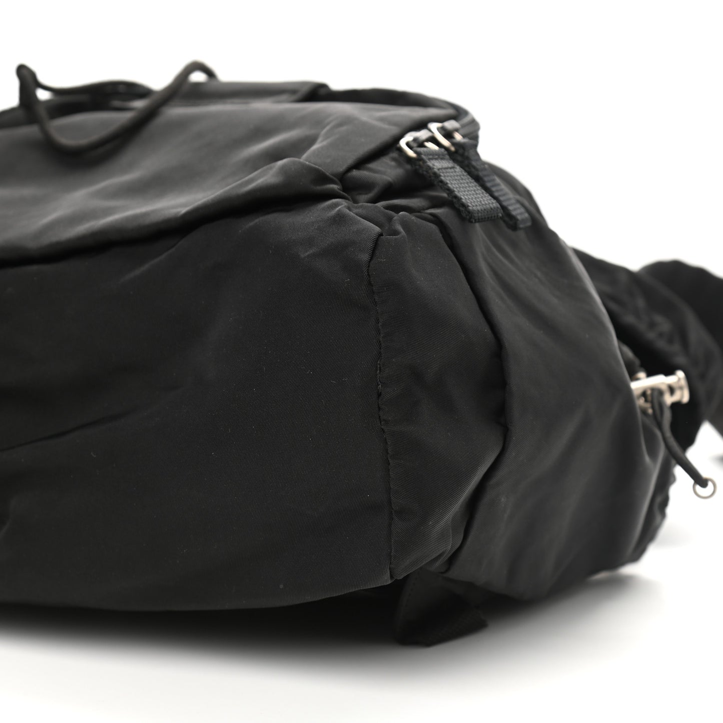 Technical Nylon Saffiano Double Buckle Backpack Black